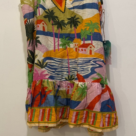 BNWT True Destinations Resort Wear Colorful Tropical Print Dress, Sz L - Picture 3 of 8